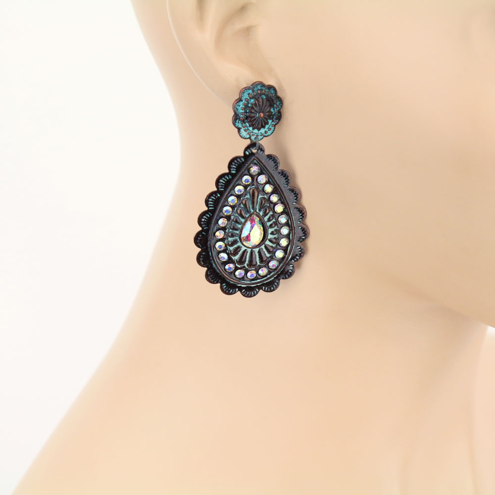 Concho Teardrop Stud Earrings - Image 2
