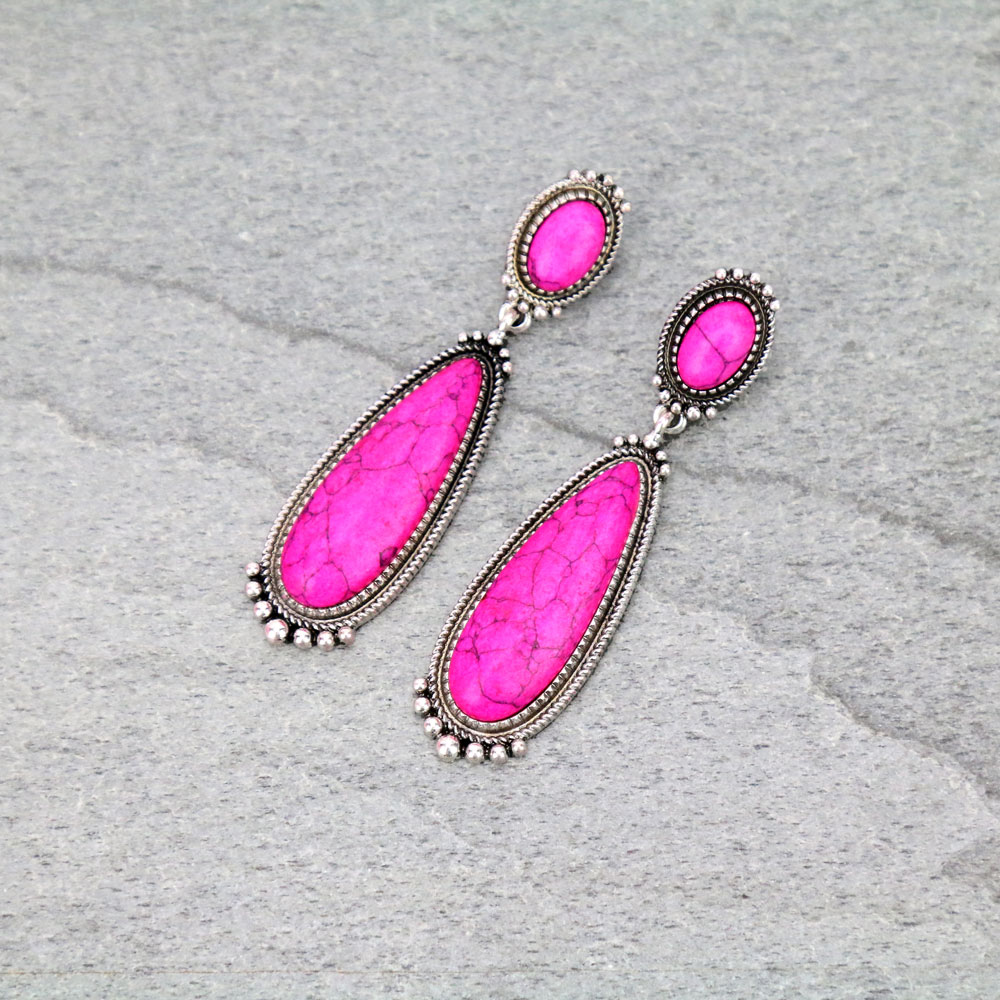 Stone Teardrop Stud Earrings
