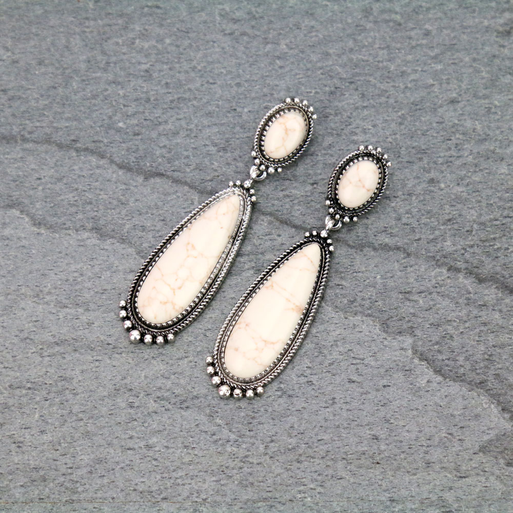 Stone Teardrop Stud Earrings