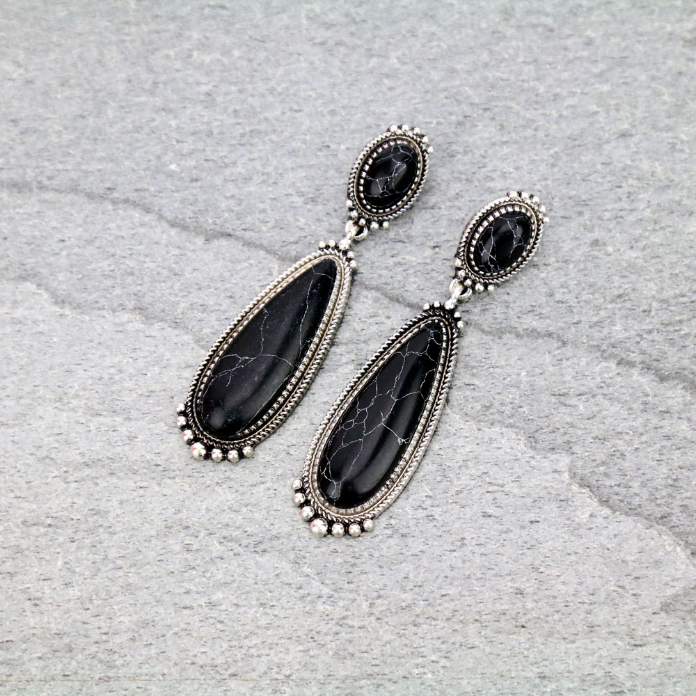 Stone Teardrop Stud Earrings