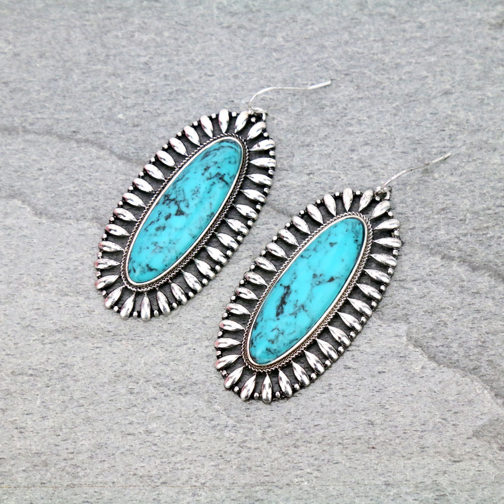 Concho Stone Dangle Earrings