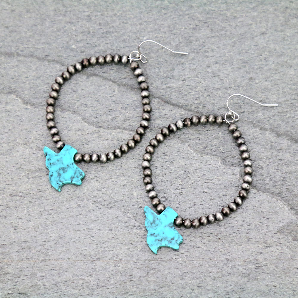 TX Map Stone with Pearl Dangle Earrings