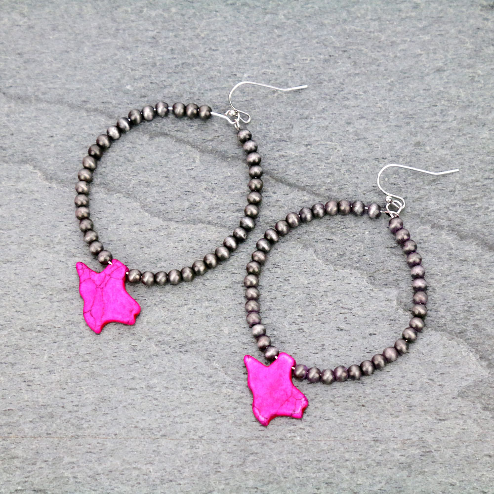 TX Map Stone with Pearl Dangle Earrings
