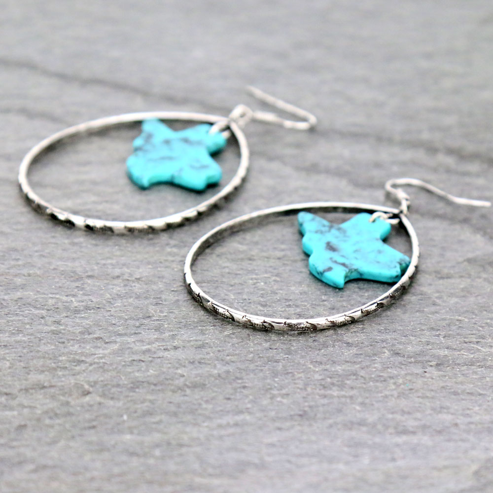 TX Map Stone Teardrop Dangle Earrings - Image 3