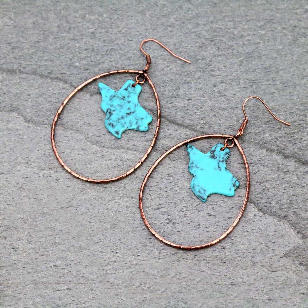 TX Map Stone Teardrop Dangle Earrings