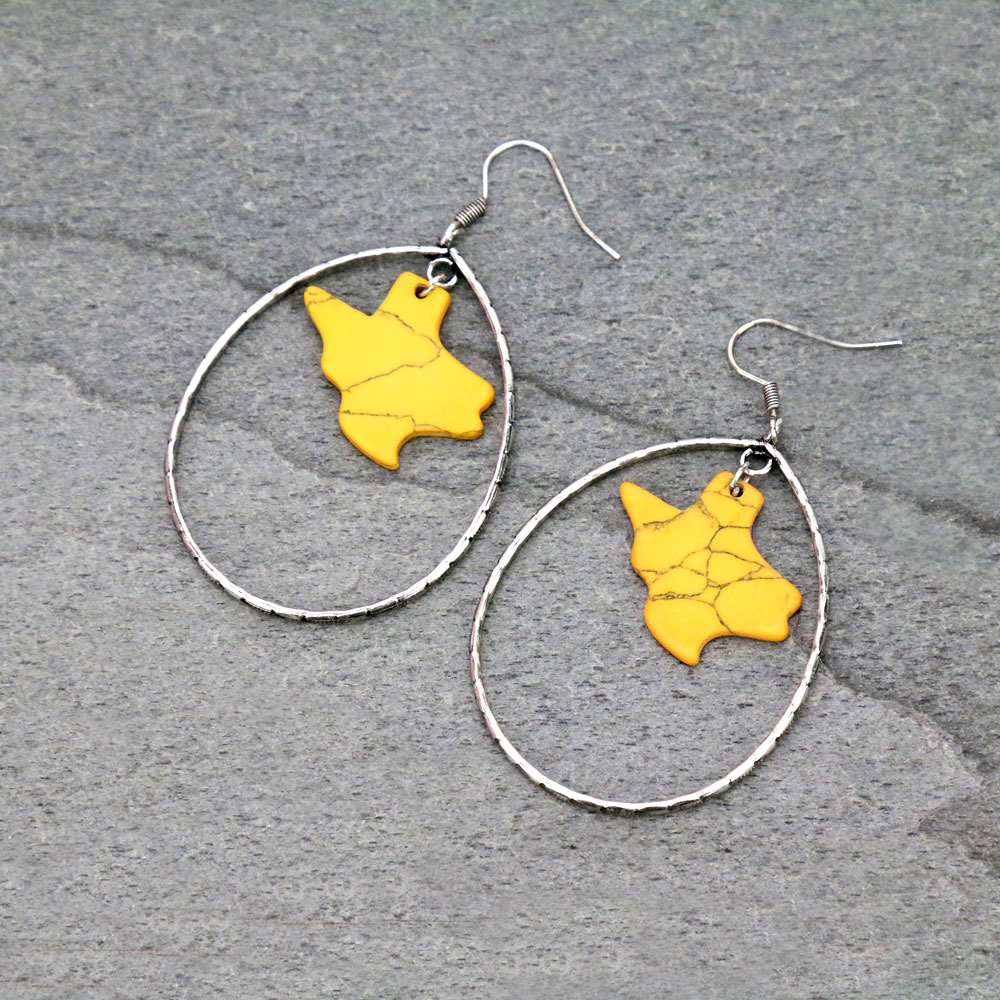 TX Map Stone Teardrop Dangle Earrings