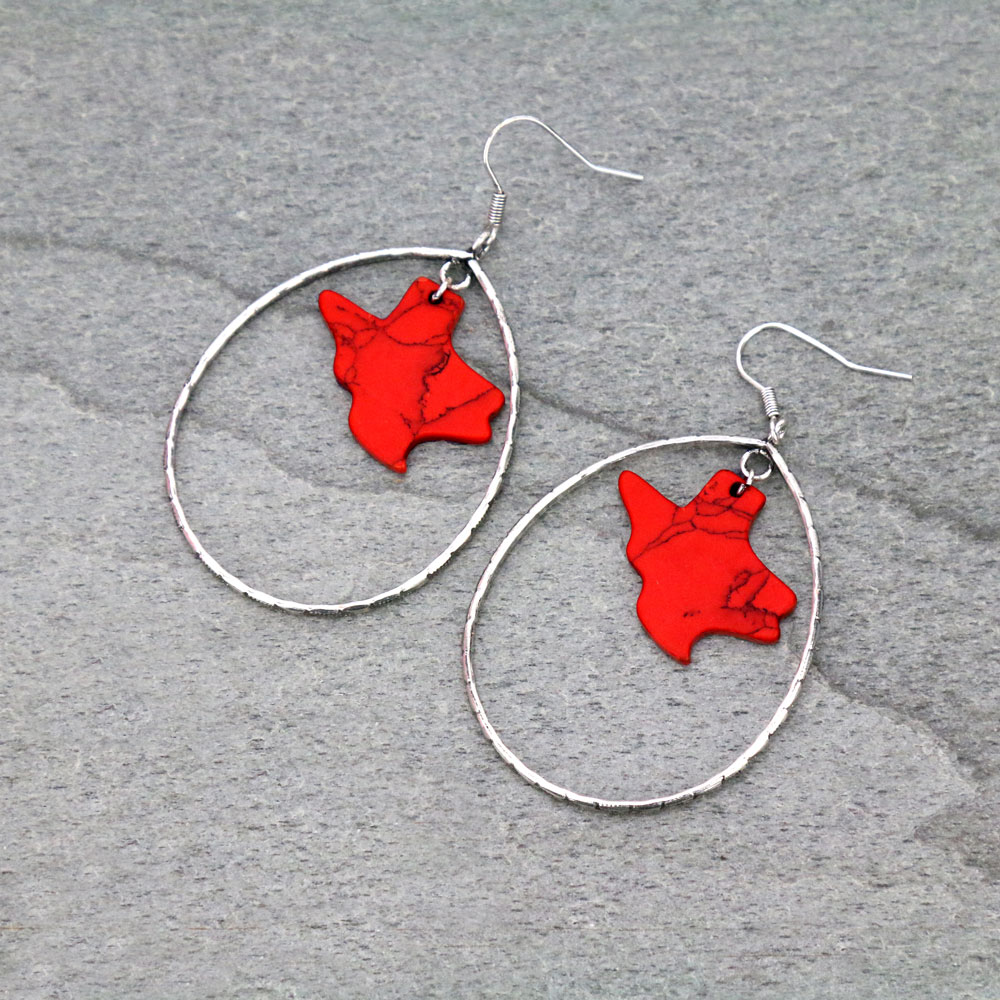 TX Map Stone Teardrop Dangle Earrings