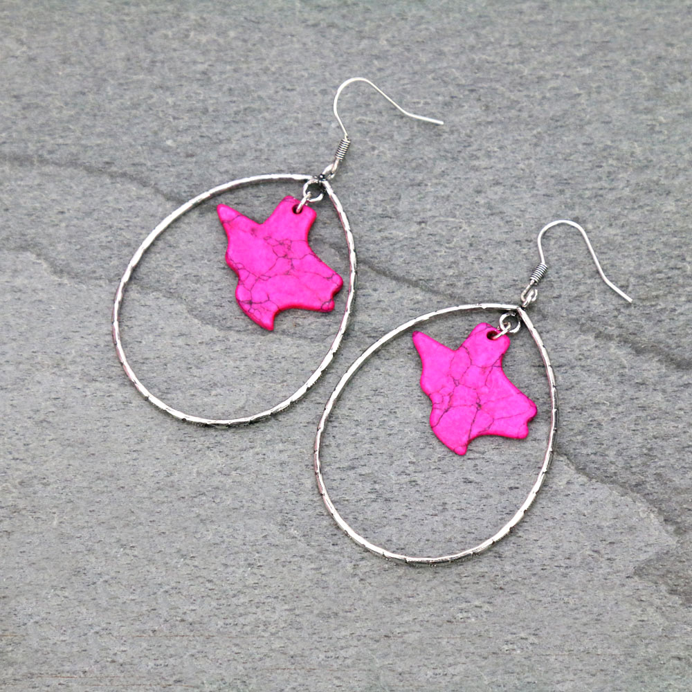 TX Map Stone Teardrop Dangle Earrings