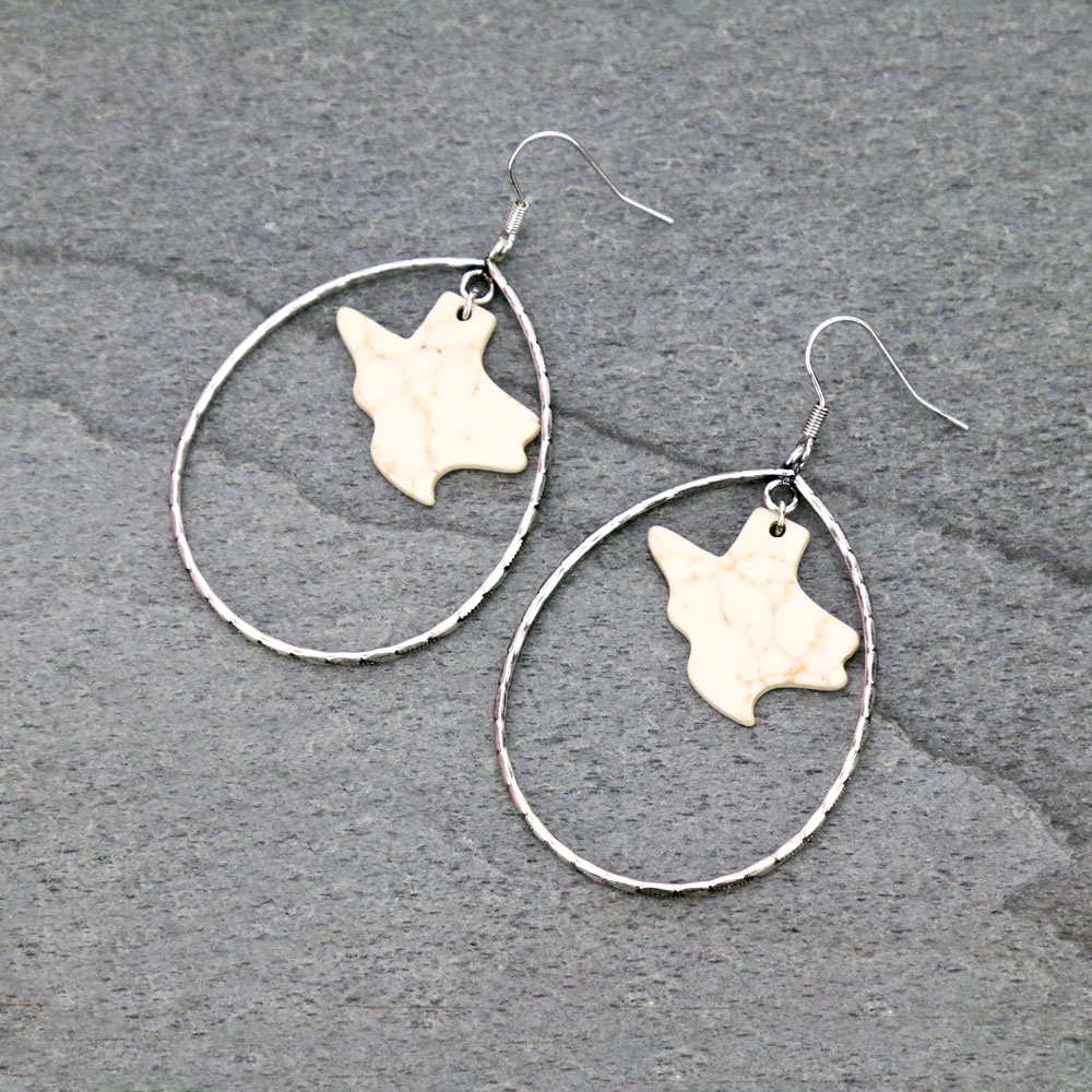 TX Map Stone Teardrop Dangle Earrings