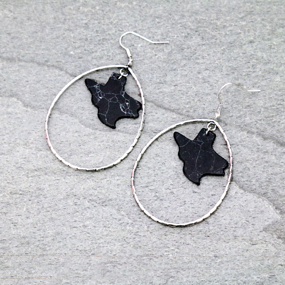 TX Map Stone Teardrop Dangle Earrings