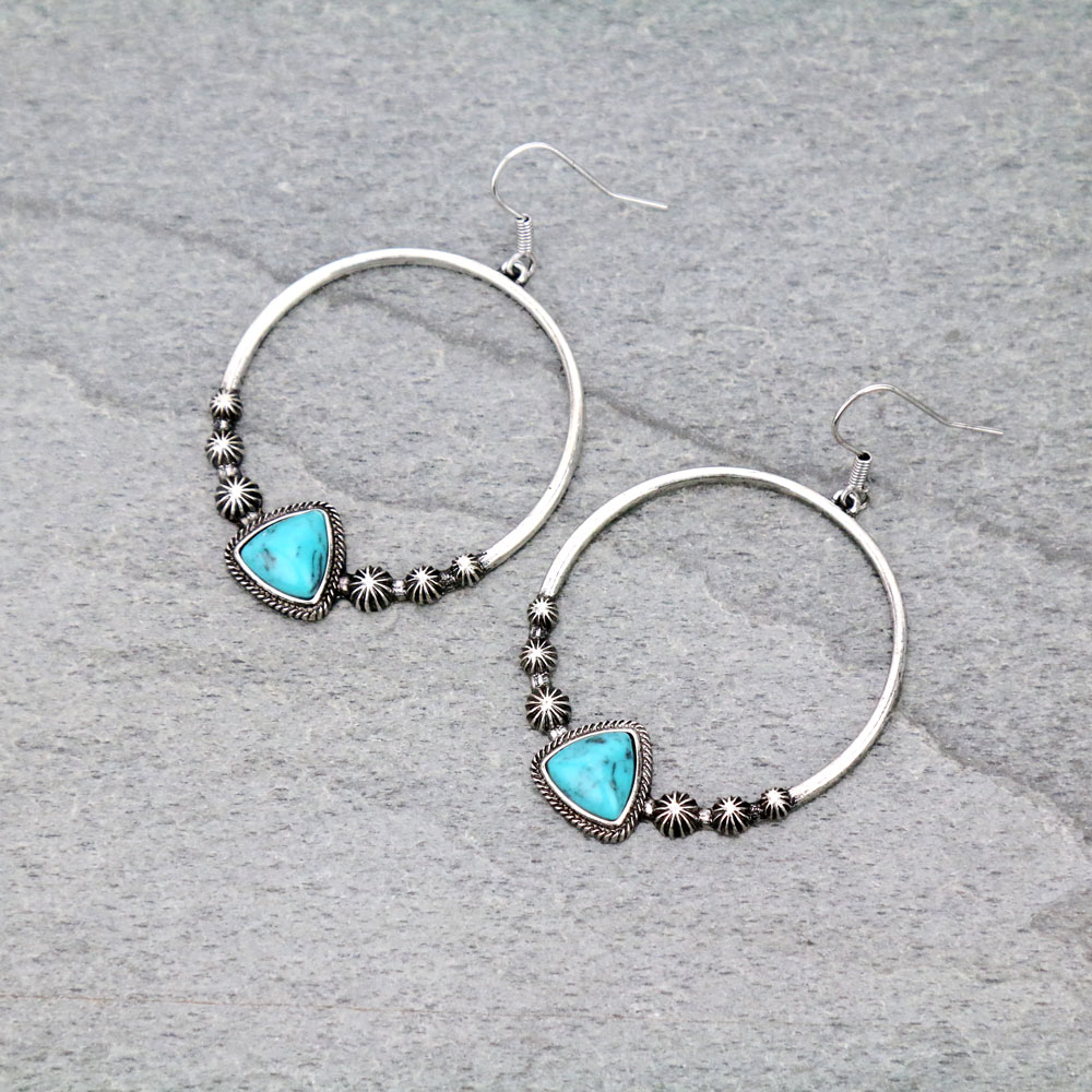 Stone Circle Dangle Earrings