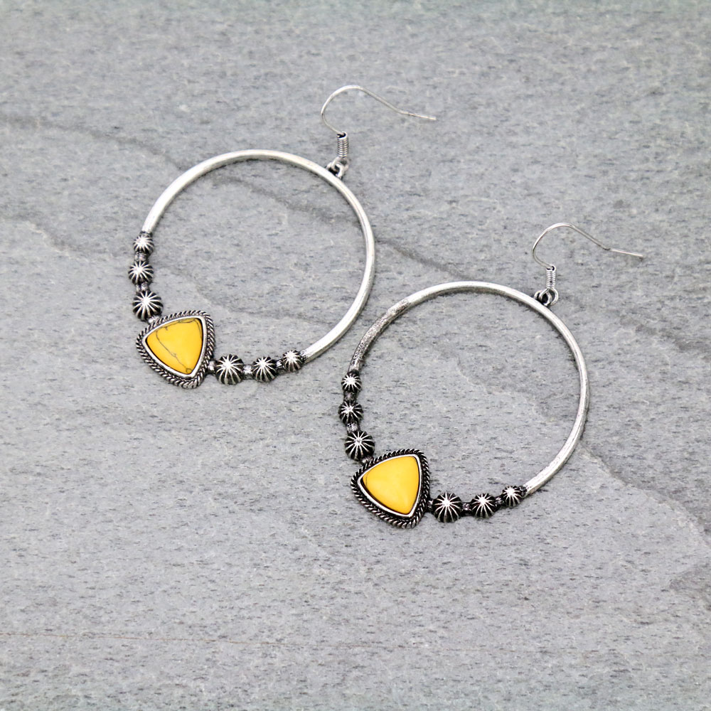 Stone Circle Dangle Earrings