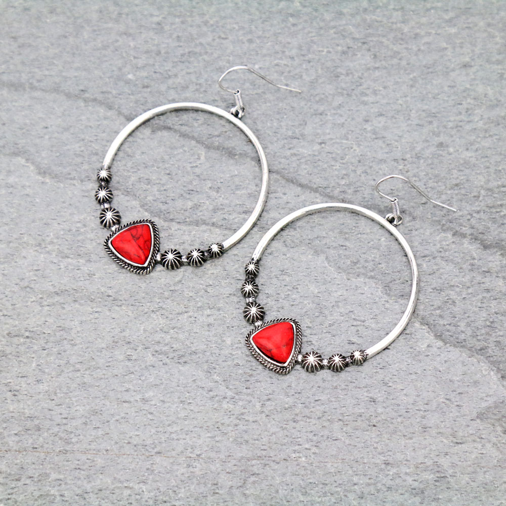 Stone Circle Dangle Earrings