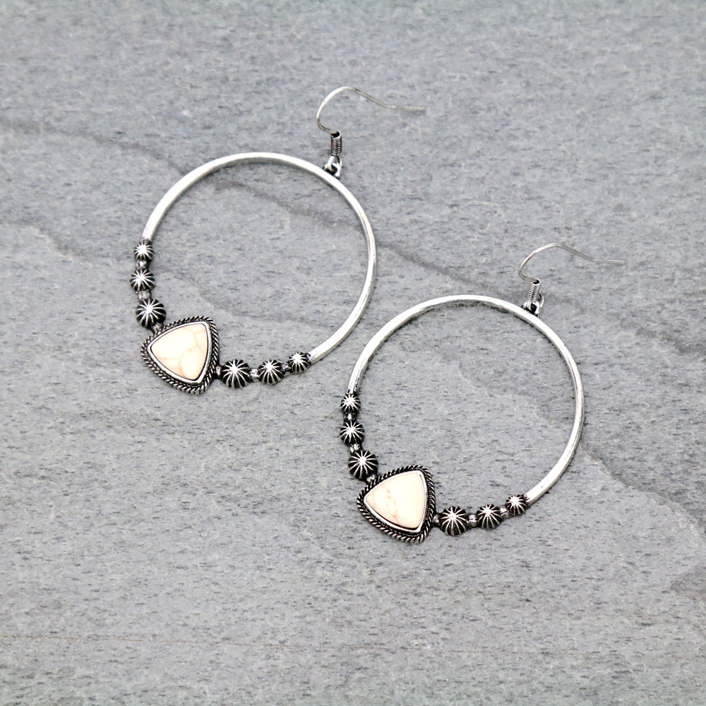 Stone Circle Dangle Earrings