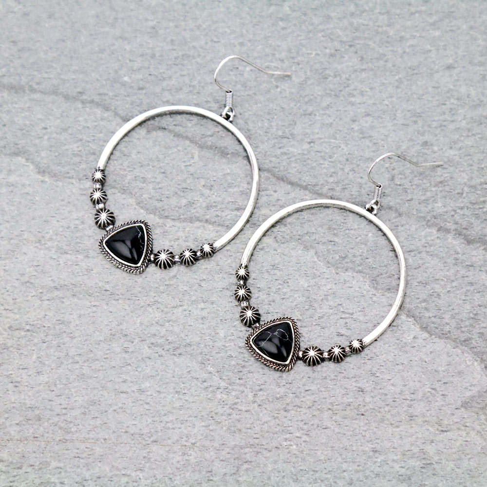 Stone Circle Dangle Earrings