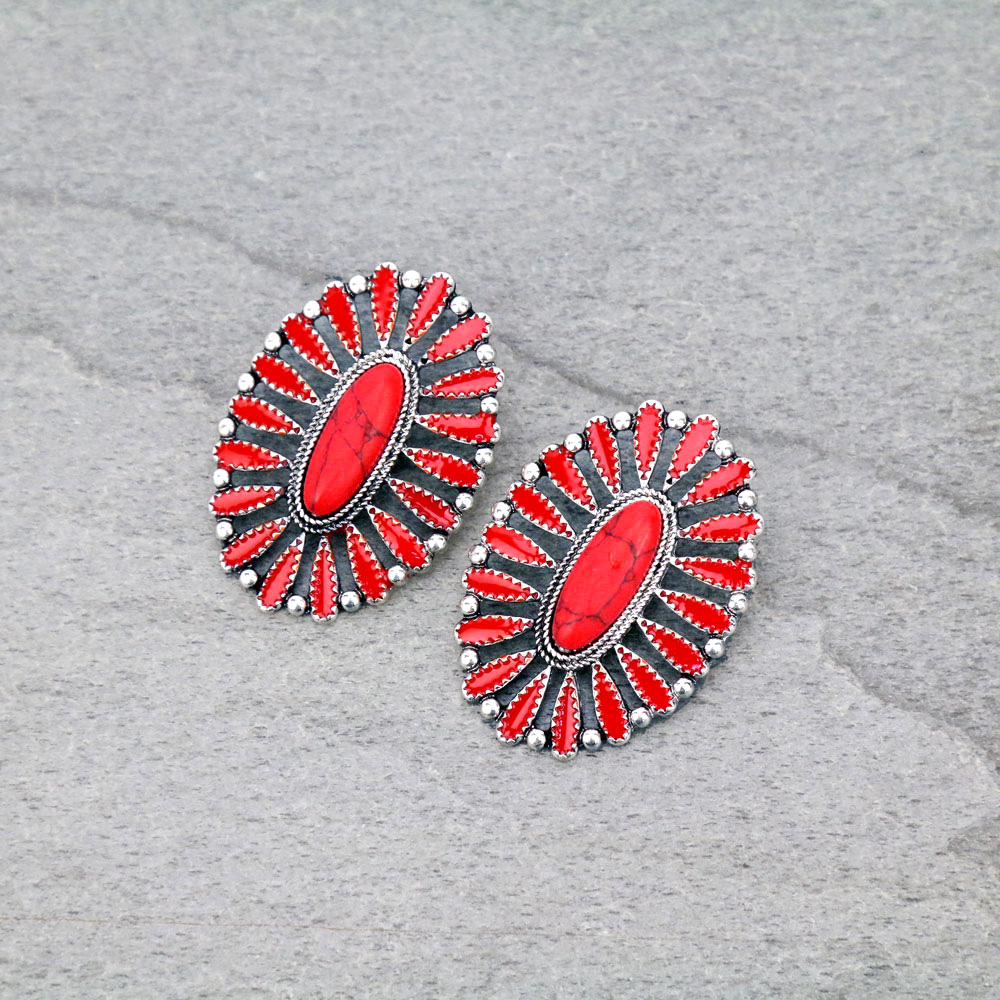 Oval Cluster Stud Earrings