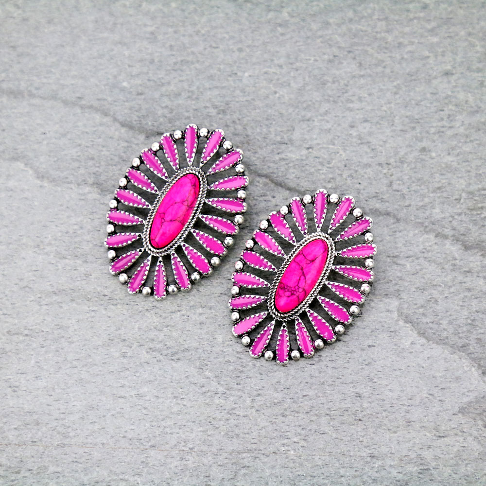 Oval Cluster Stud Earrings
