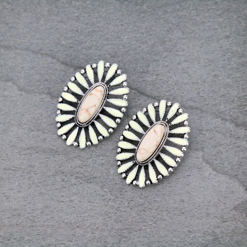 Oval Cluster Stud Earrings