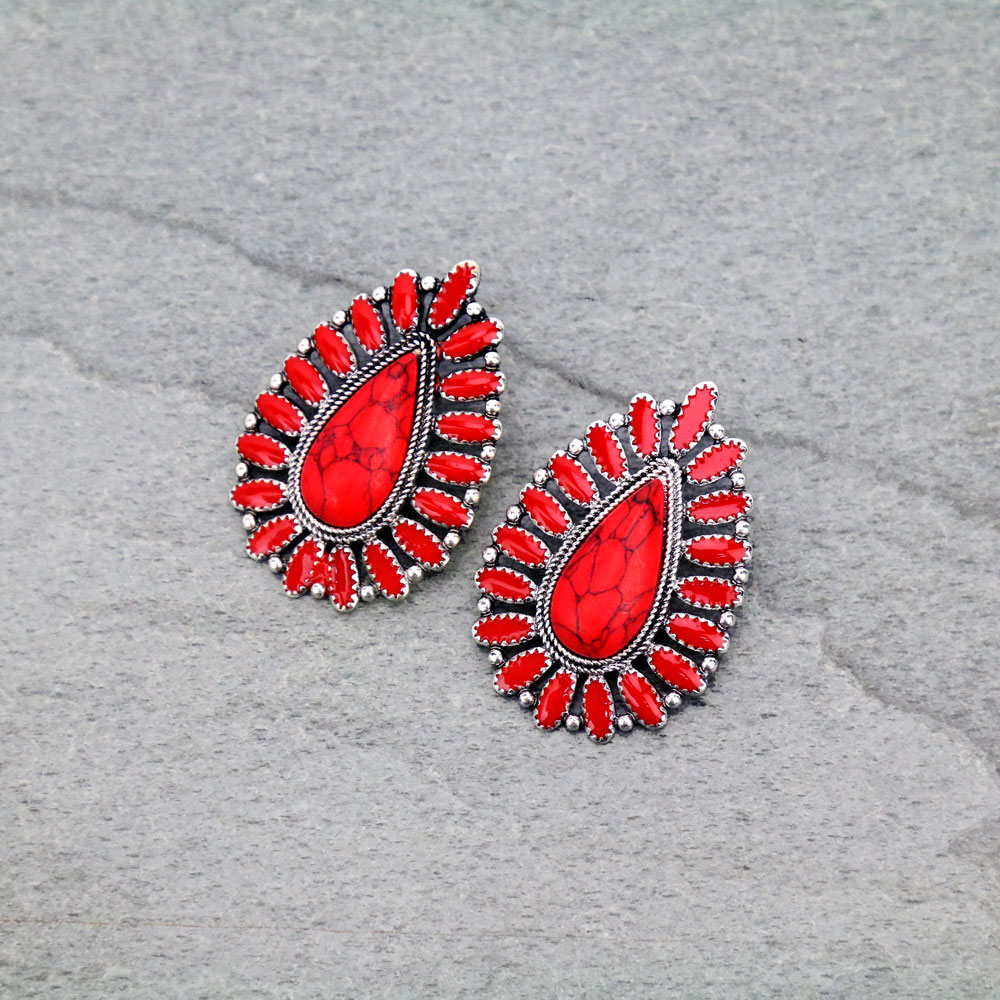 Teardrop Cluster Stud Earrings