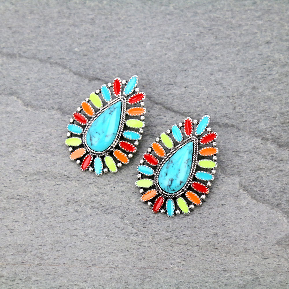 Teardrop Cluster Stud Earrings