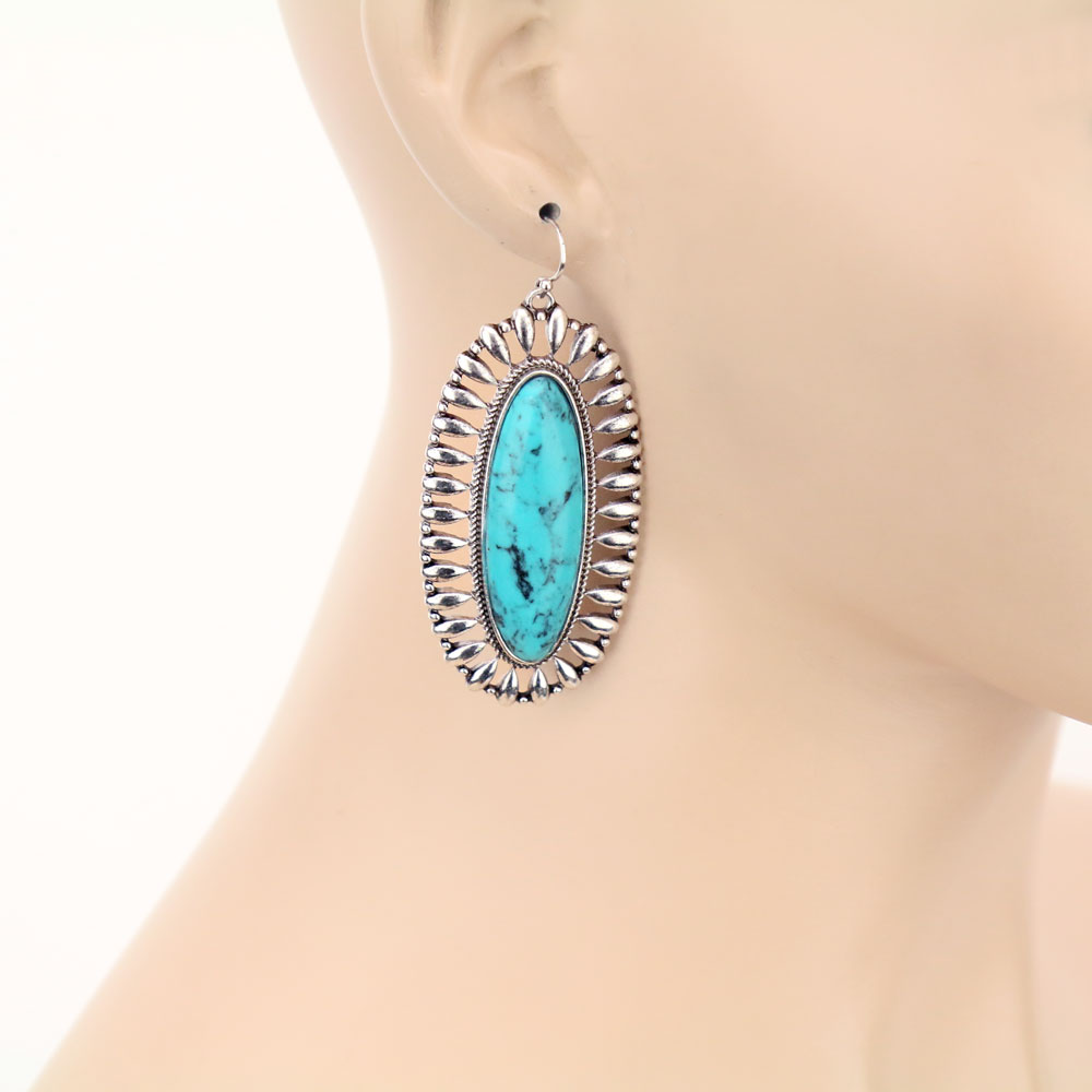 Concho Stone Dangle Earrings - Image 2