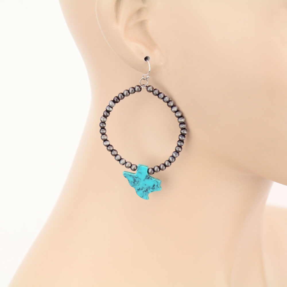 TX Map Stone with Pearl Dangle Earrings - Image 2