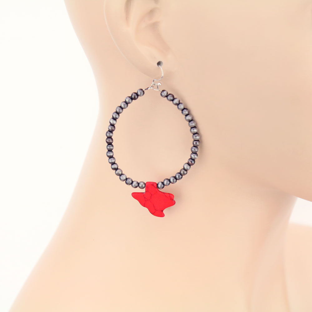 TX Map Stone with Pearl Dangle Earrings - Image 2
