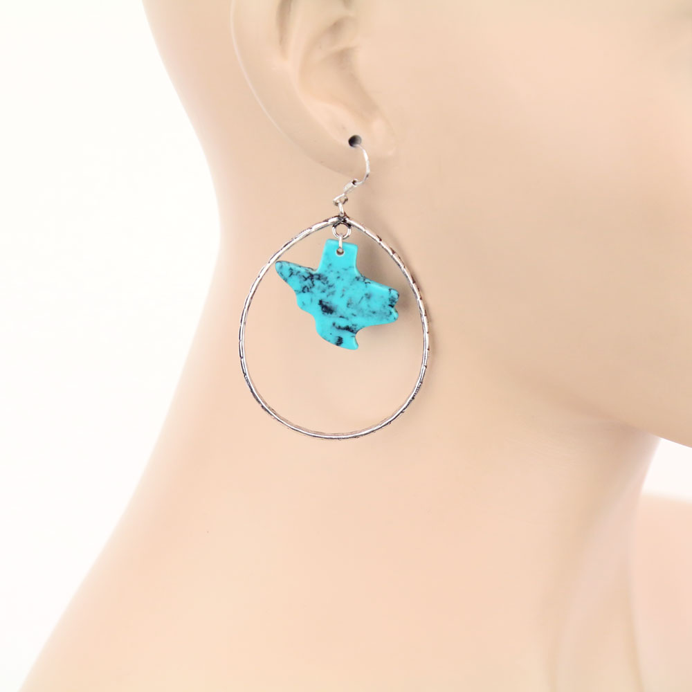TX Map Stone Teardrop Dangle Earrings - Image 2