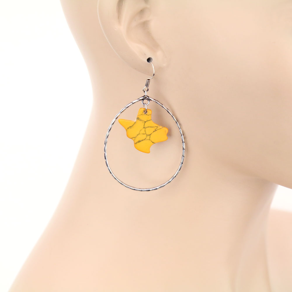 TX Map Stone Teardrop Dangle Earrings - Image 2