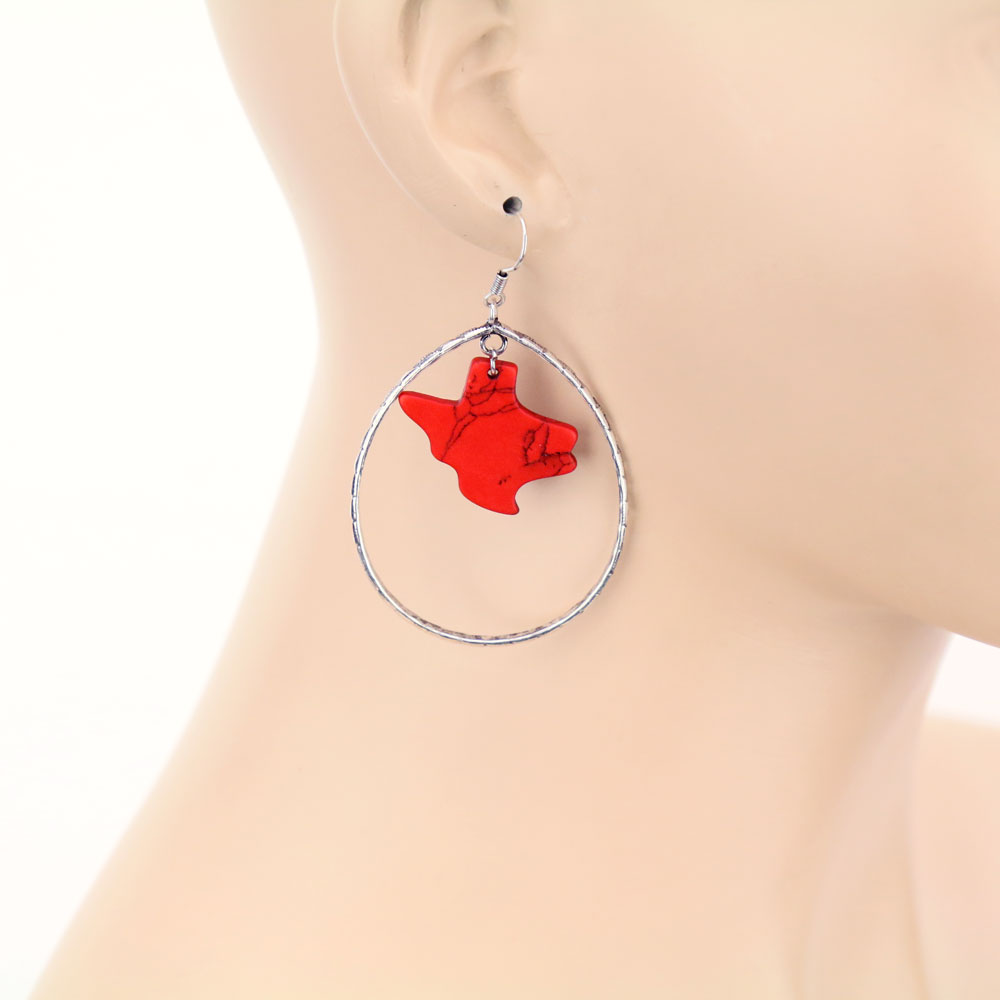 TX Map Stone Teardrop Dangle Earrings - Image 2