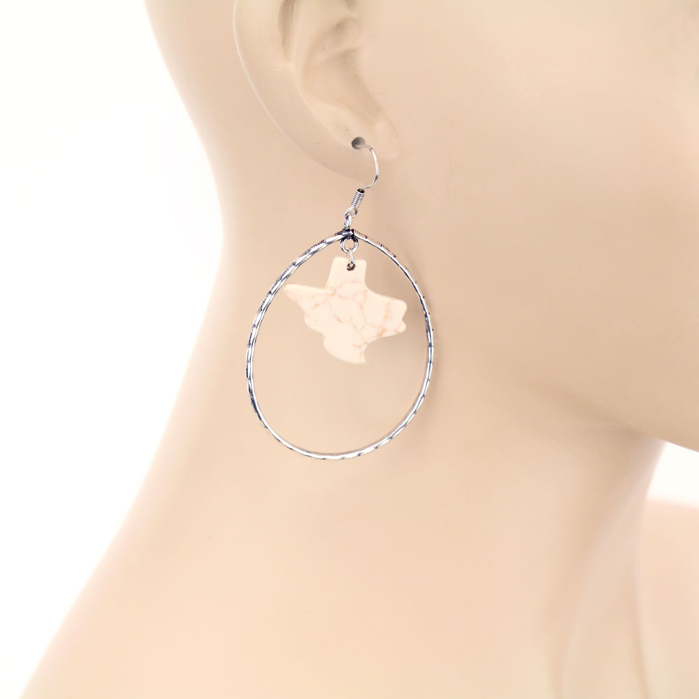 TX Map Stone Teardrop Dangle Earrings - Image 2