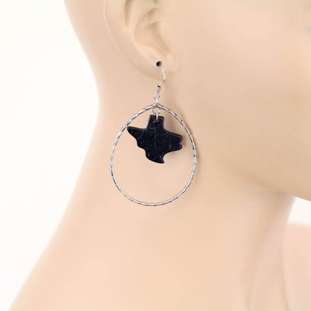 TX Map Stone Teardrop Dangle Earrings - Image 2