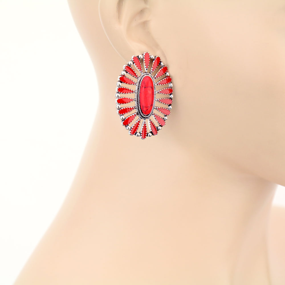 Oval Cluster Stud Earrings - Image 2