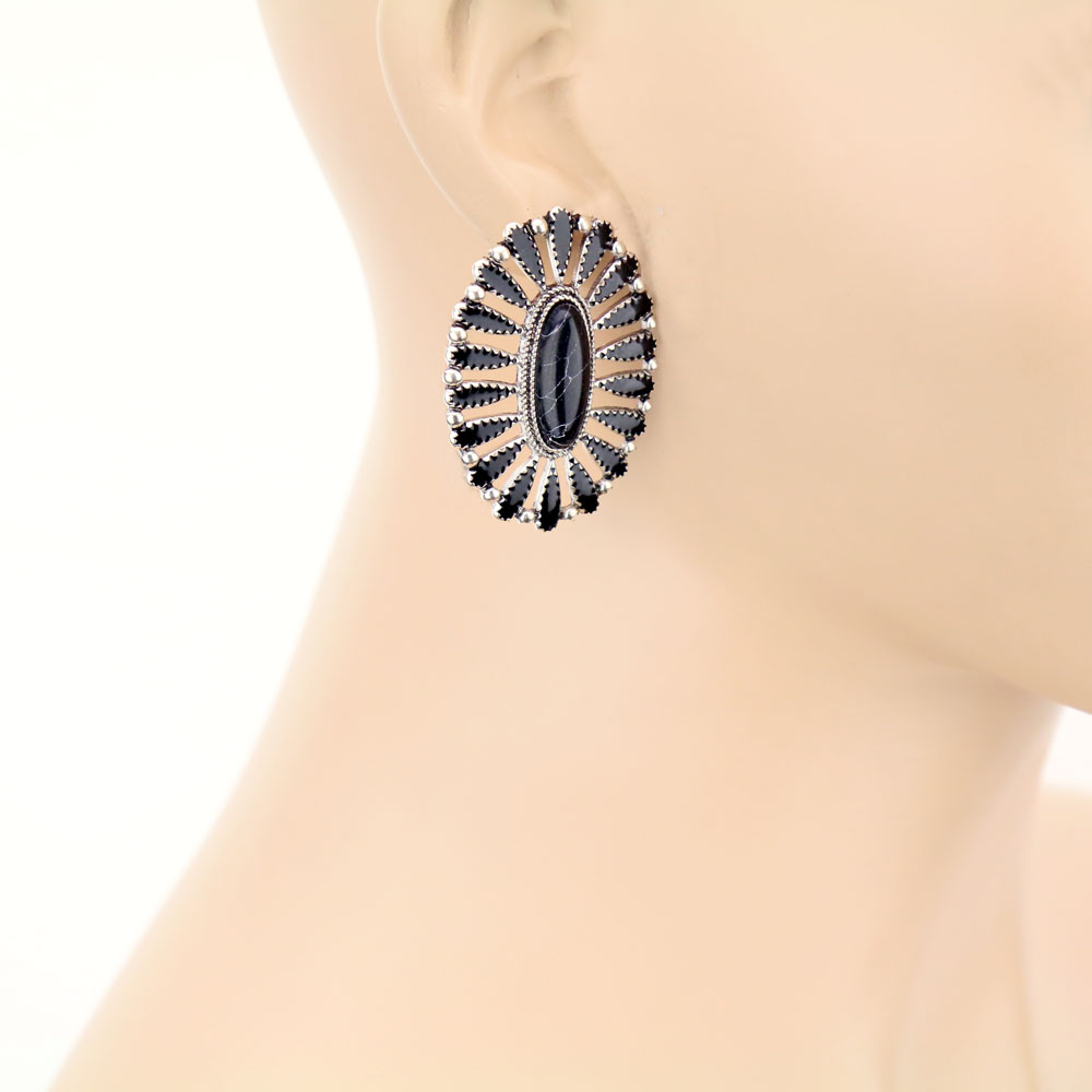 Oval Cluster Stud Earrings - Image 2