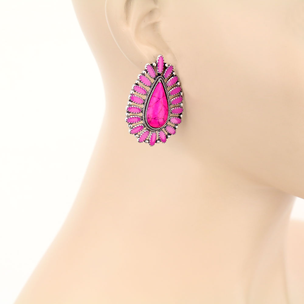 Teardrop Cluster Stud Earrings - Image 2