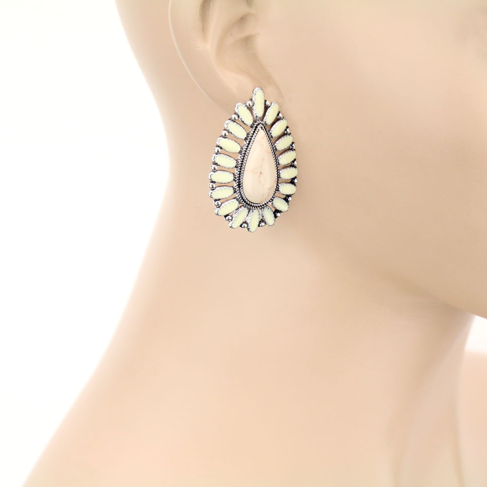 Teardrop Cluster Stud Earrings - Image 2
