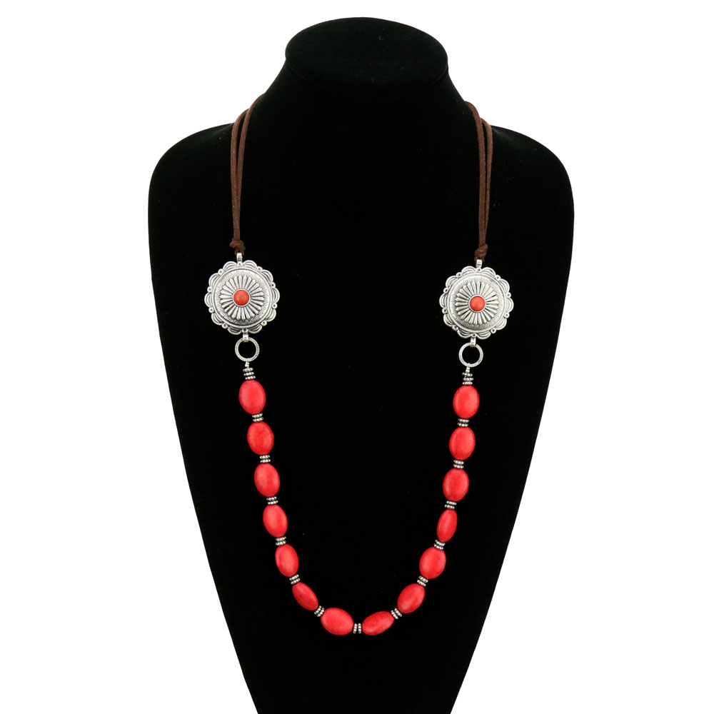 Western Concho Semi Stone Necklace - Image 2