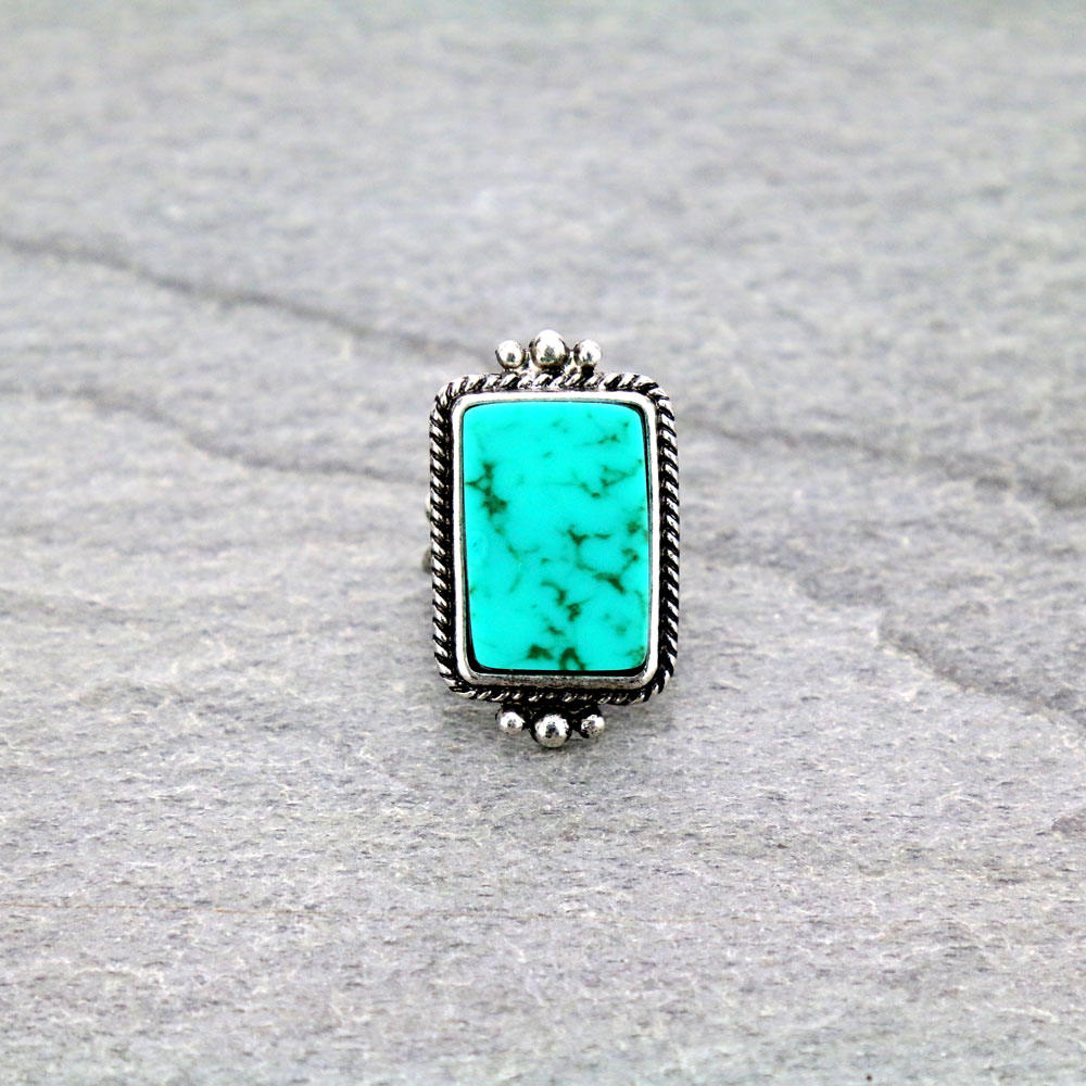 Rectangle Stone Cuff Ring