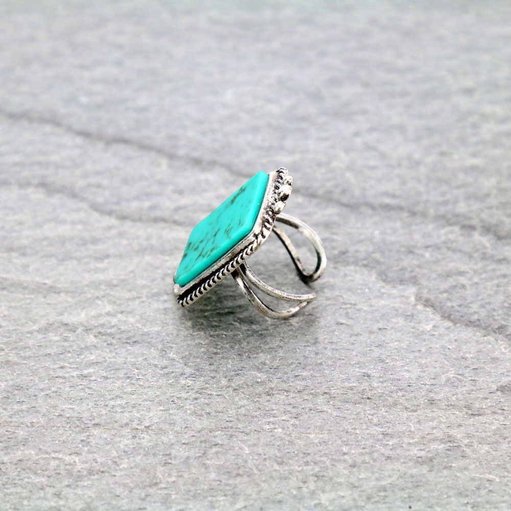 Rectangle Stone Cuff Ring - Image 2