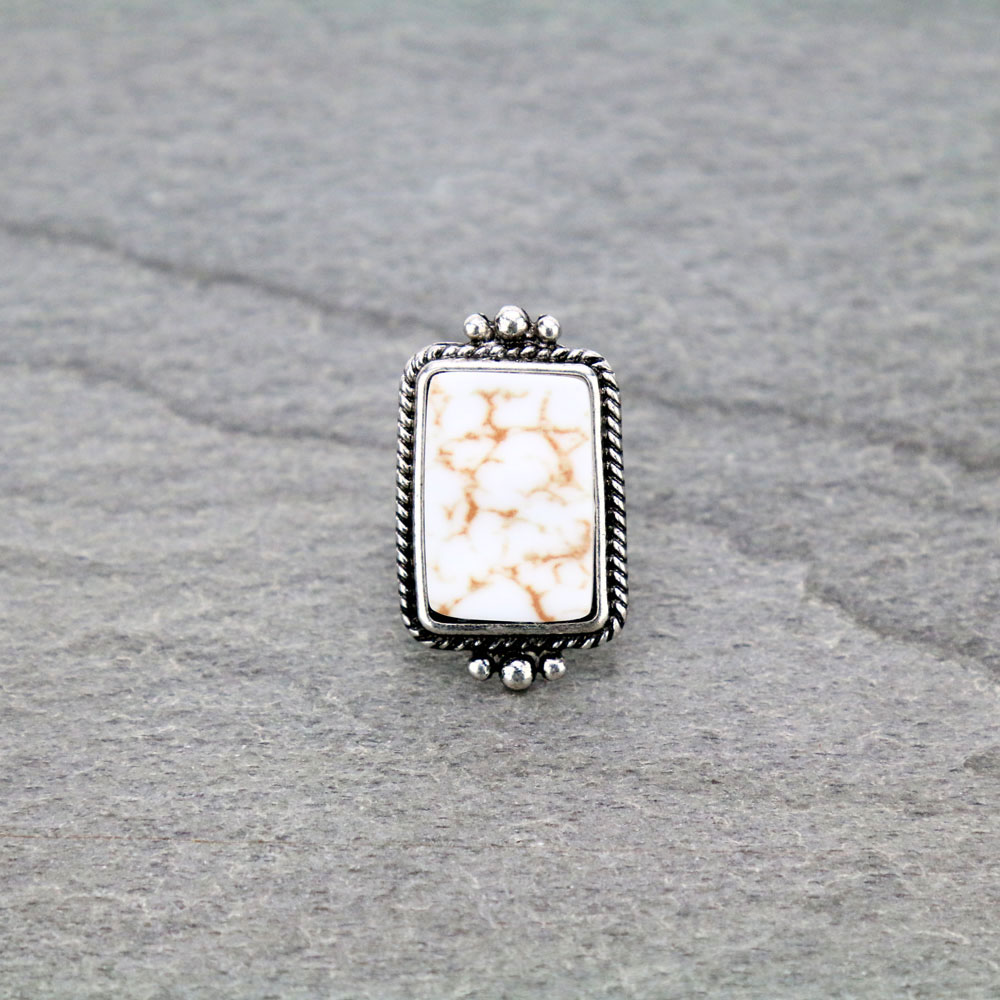 Rectangle Stone Cuff Ring