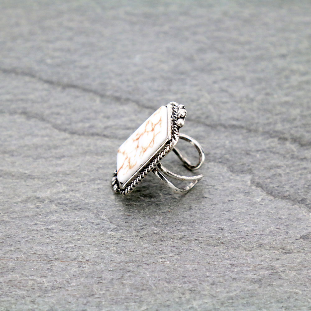 Rectangle Stone Cuff Ring - Image 2