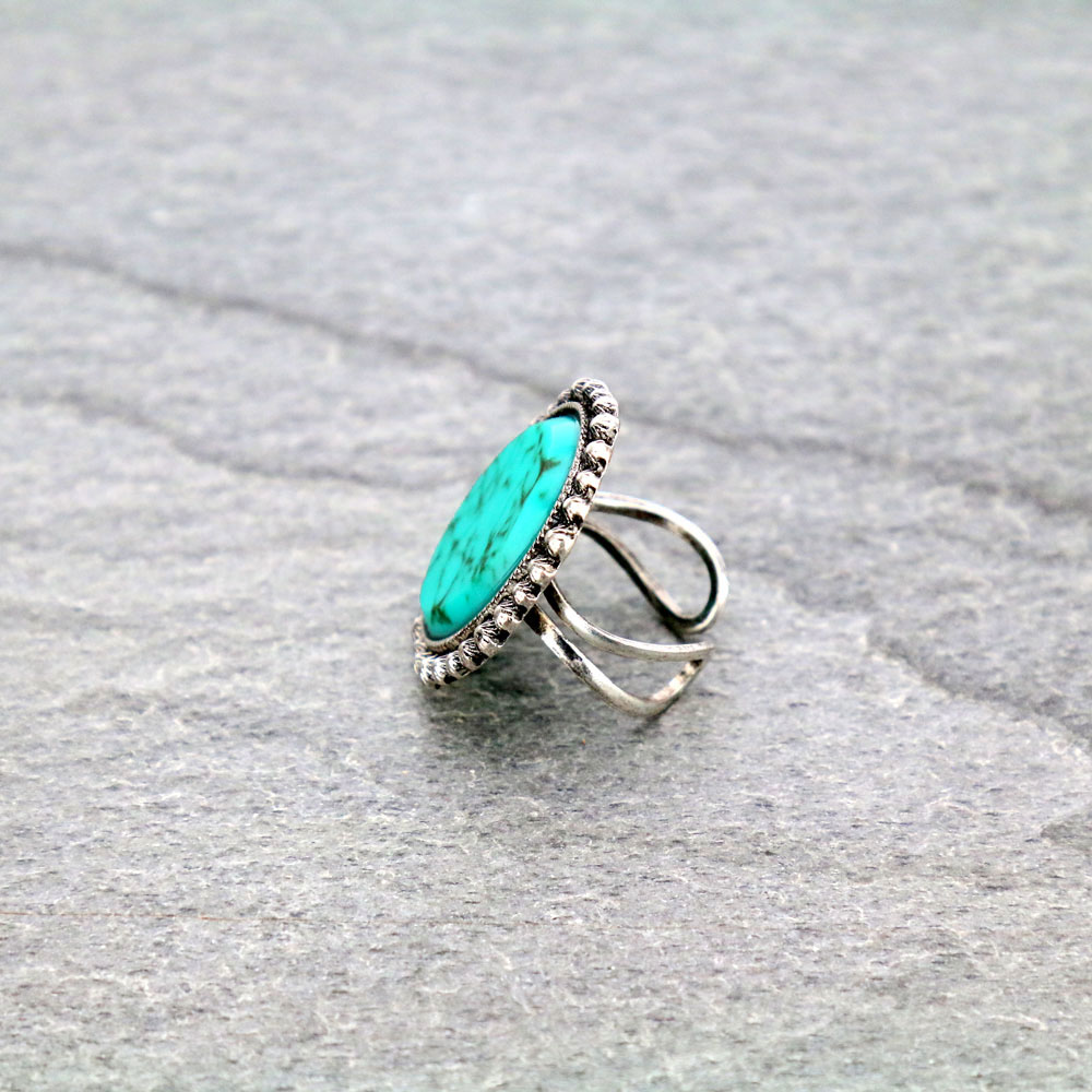 Oval Stone Cuff Ring - Image 2