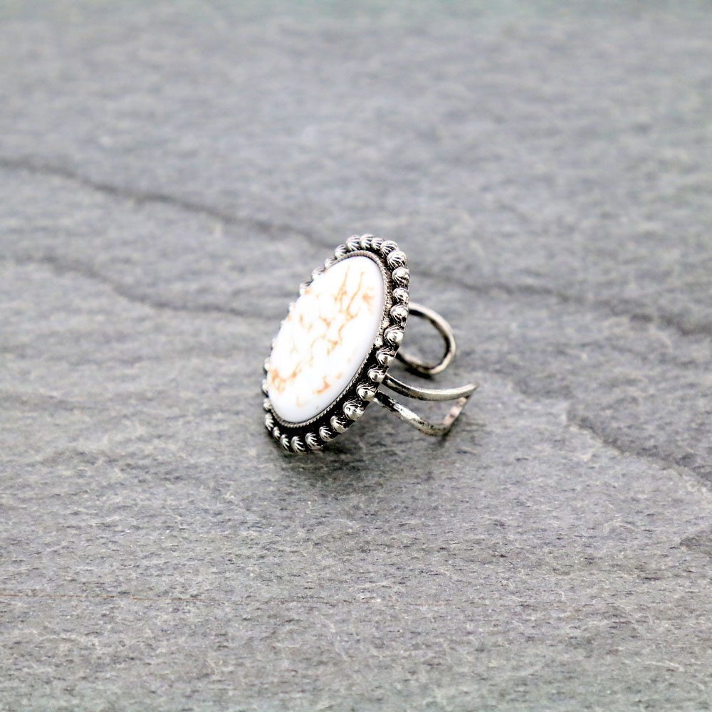 Oval Stone Cuff Ring - Image 2