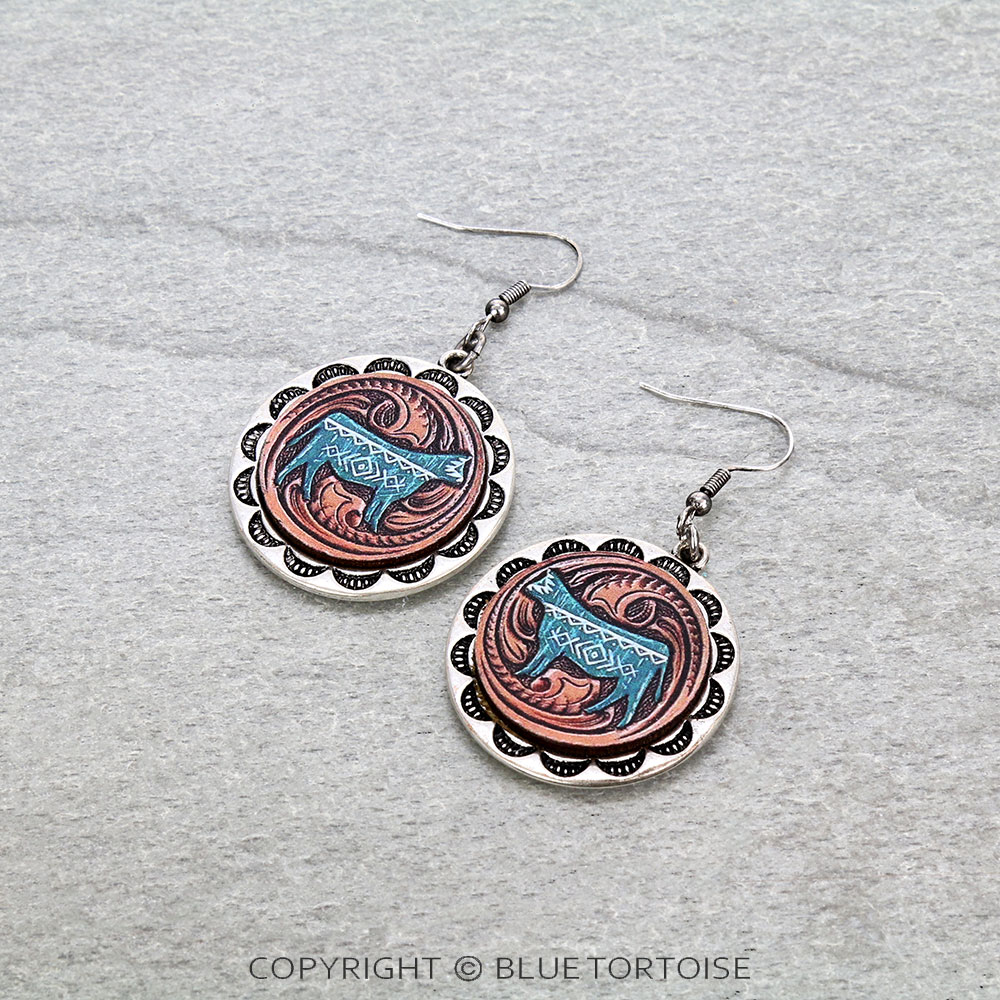 Western Cow Print Dangle Earrings