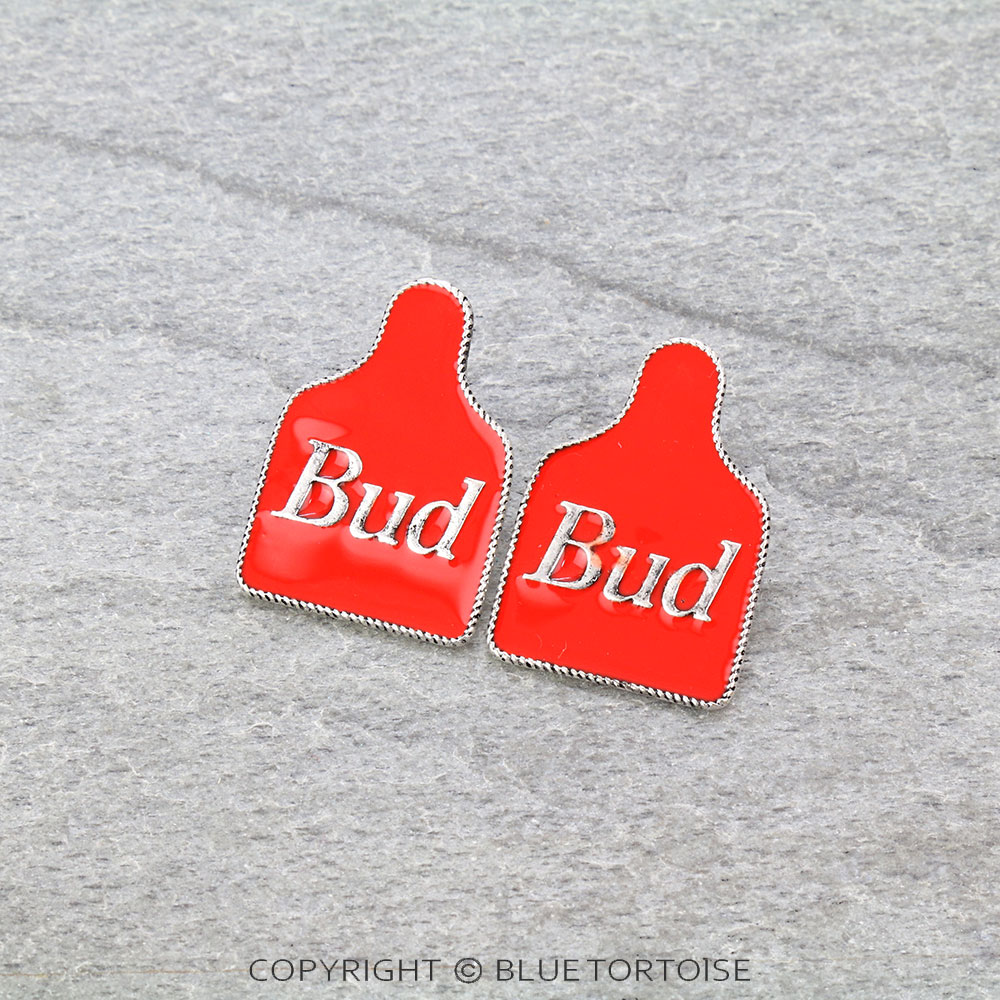 Epoxy Beer Ear Tag Stud Earrings