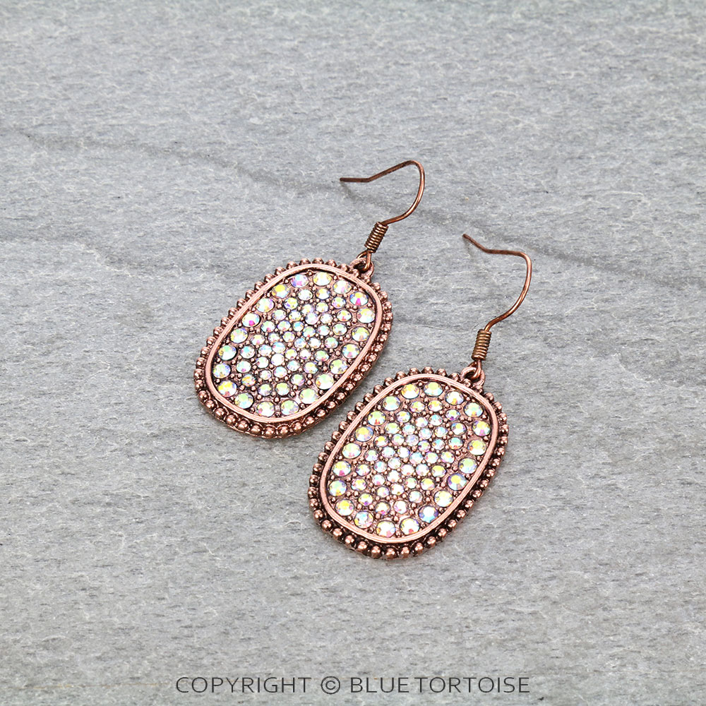 Oval Stone Dangle Earrings