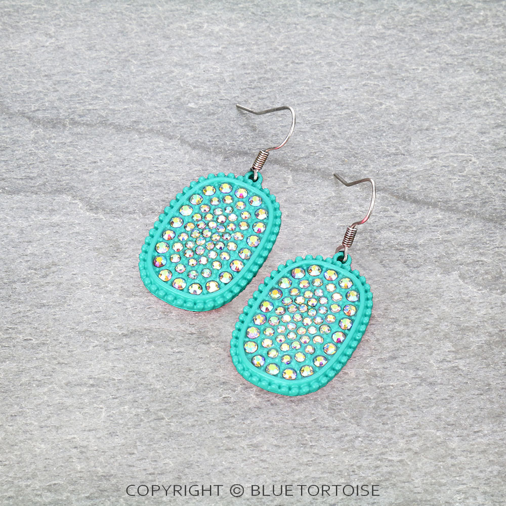 Oval Stone Dangle Earrings