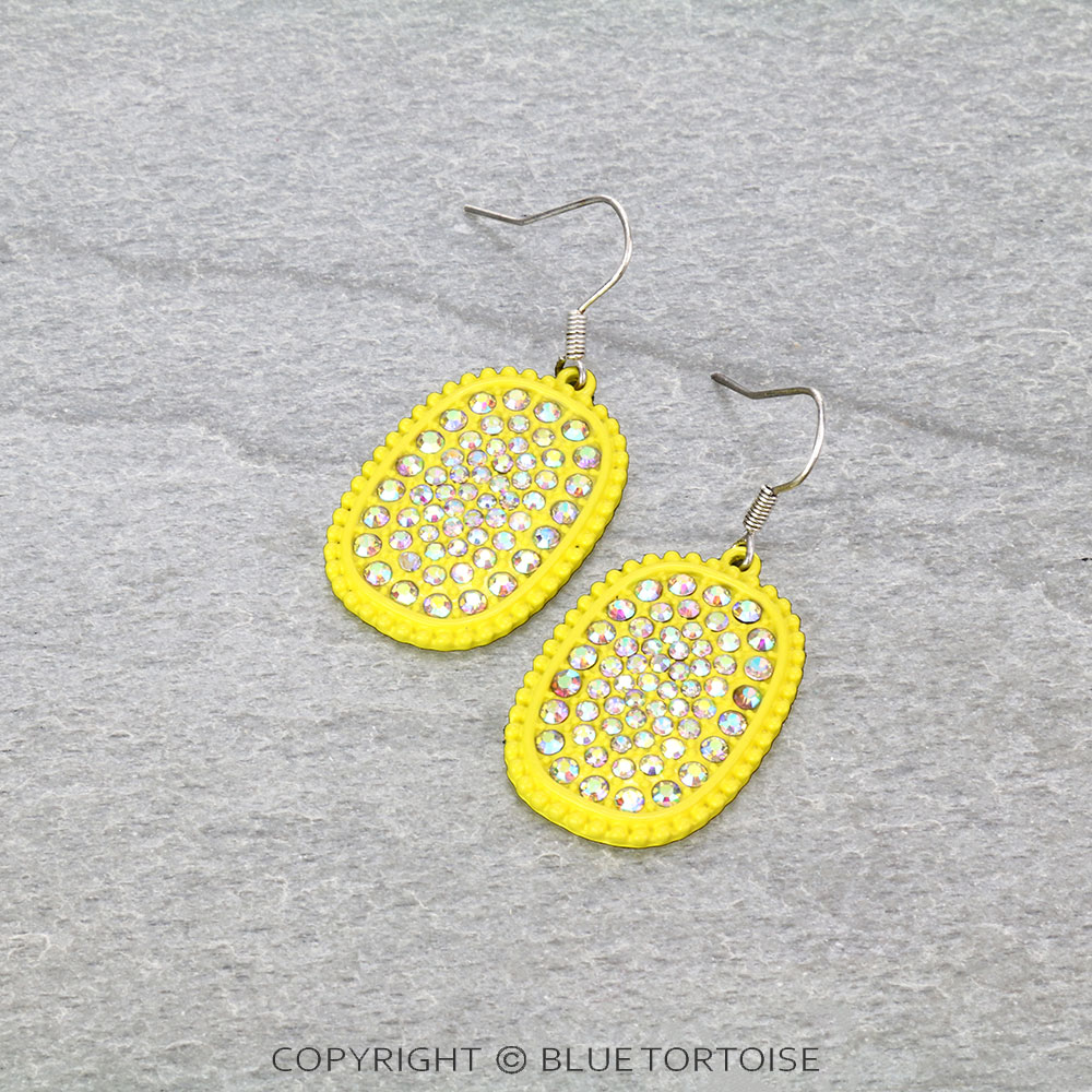 Oval Stone Dangle Earrings