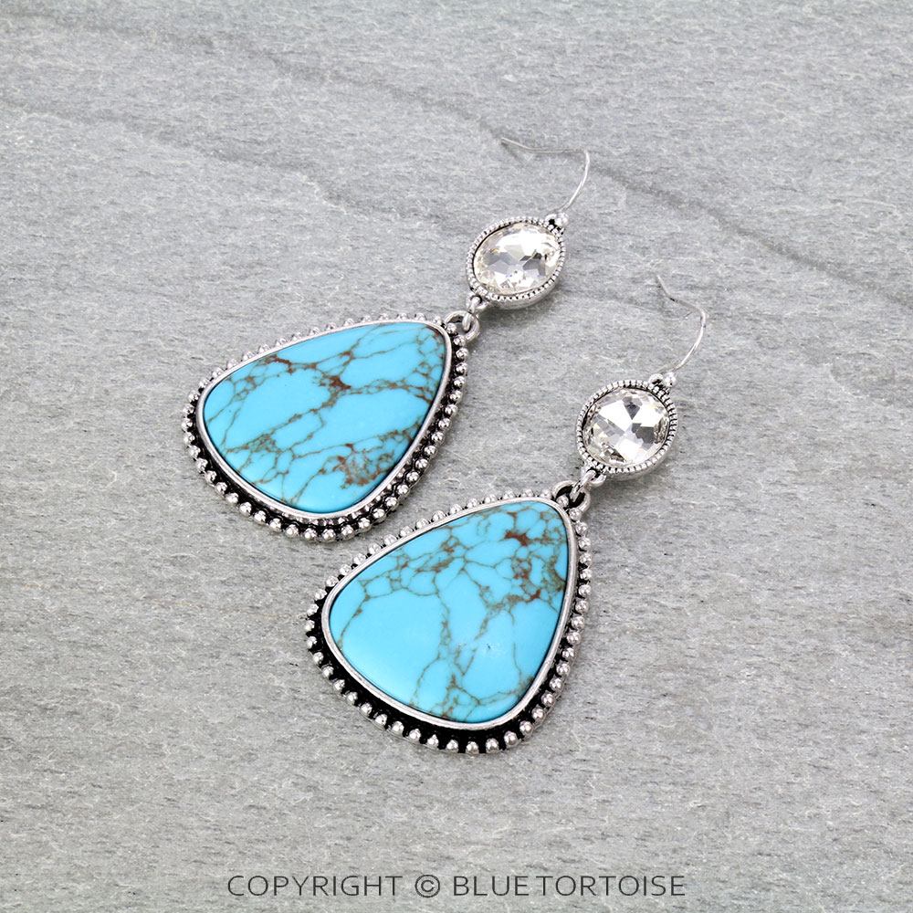 Western Teardrop Stone Dangle Earrings