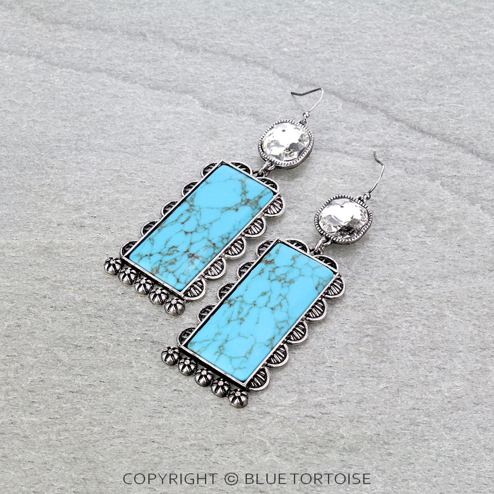 Western Bar Stone Dangle Earrings